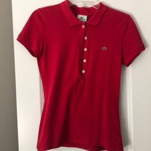 Red Lacoste short sleeve polo